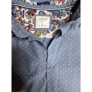 Cactus‎ Man Ricky Singh Blue Polka Dot Short Sleeve Button Down Shirt